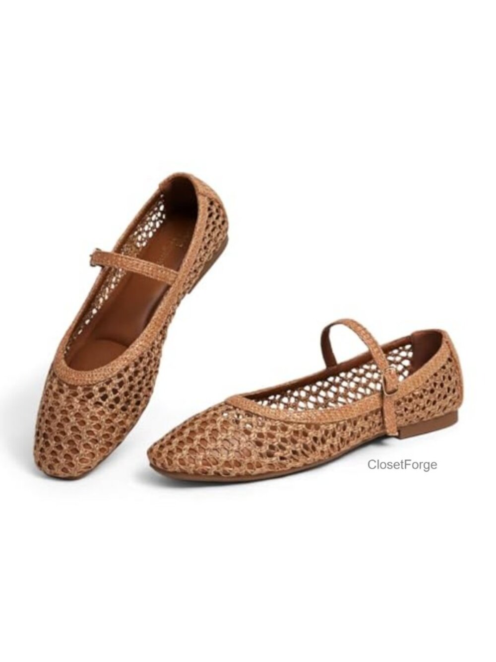 Woven Mary Jane Flats Womens Ballet Flats Adjustable Strap